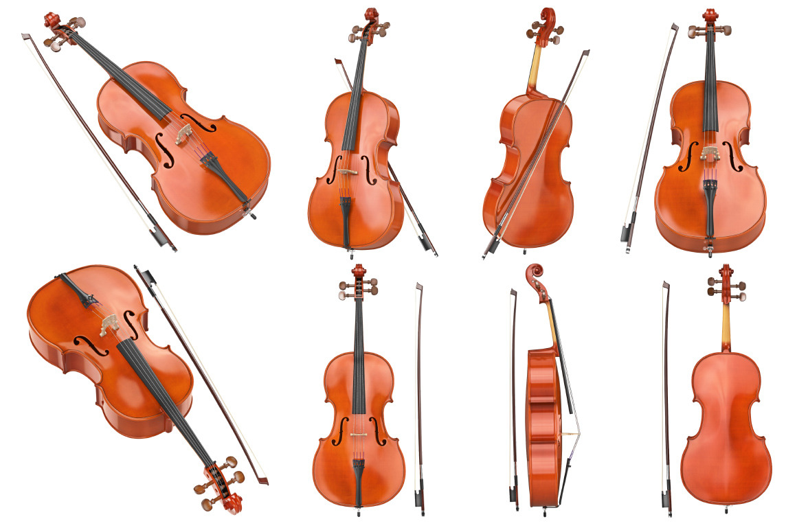 Cello Classical Wooden, Set by Artyustudio | Creative Market