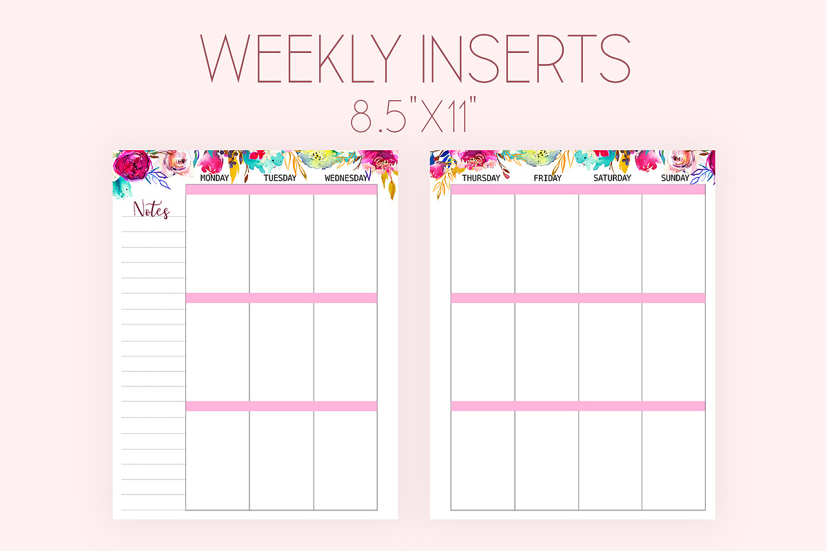 Weekly Planner Inserts 8.5x11 Purple, a Stationery Template by EasyLifePlanners (Photo 1 of 3)