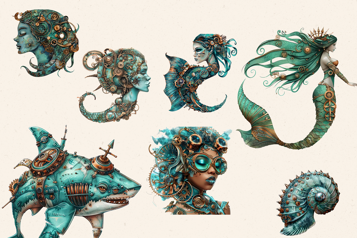 UNDERWATER STEAMPUNK CLIPART, a Person Illustration by Daring Digies (Photo 4 of 8)