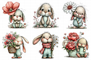 Bunny and Flowers Clipart Png, an Illustration by Daily.Designs (Thumbnail 5 of 7)