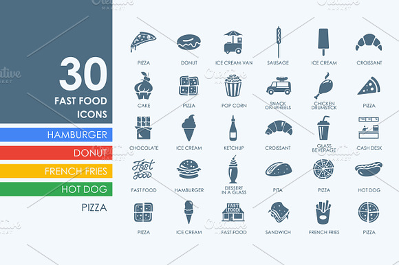 30 Fast Food Icons