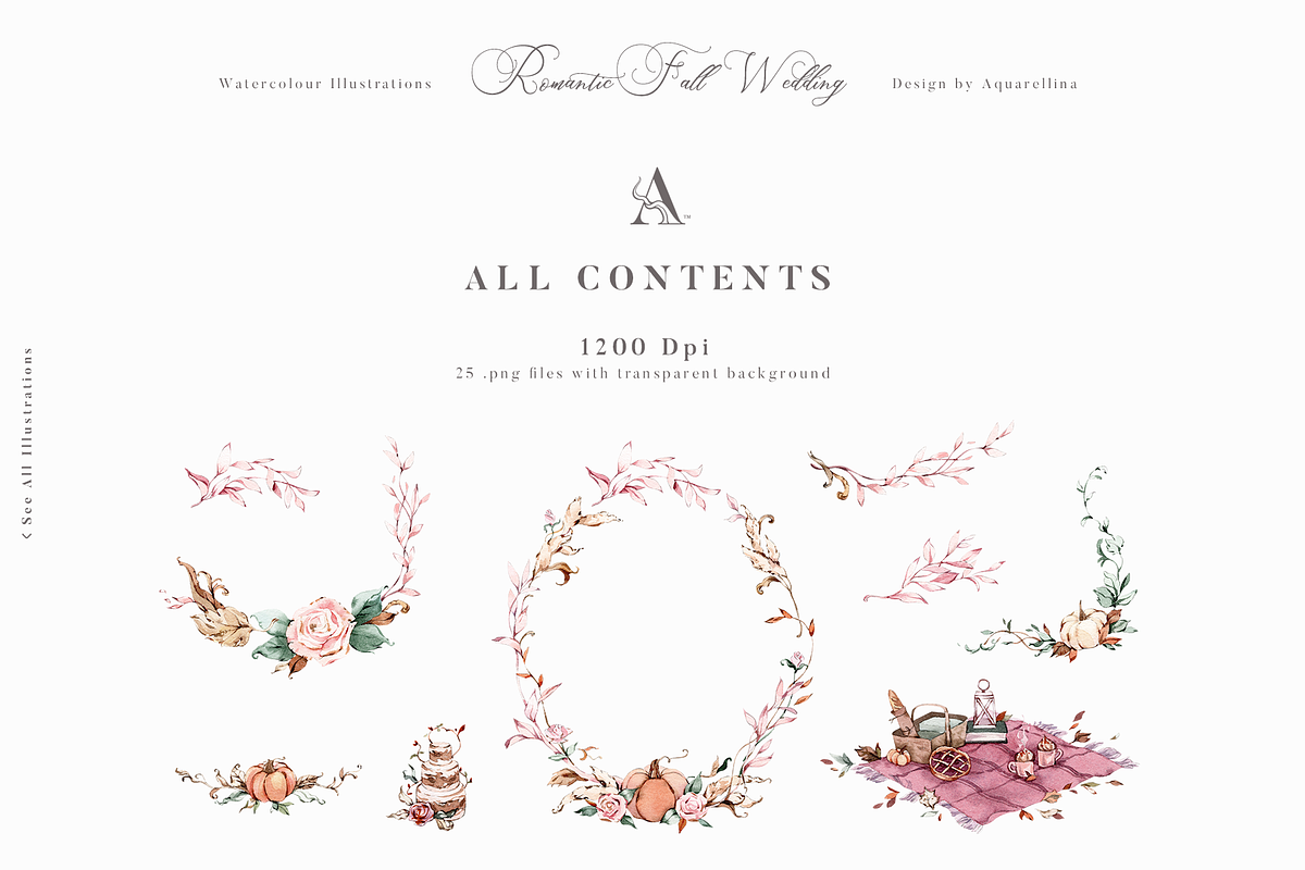 Romantic Fall Wedding Illustrations, an Illustration by Aquarellina (Photo 16 of 17)