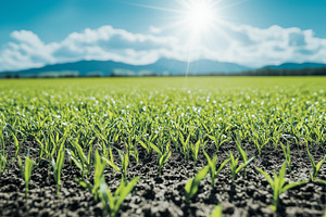 Sunlit field of young green crops, a Nature Photo by MistyDay