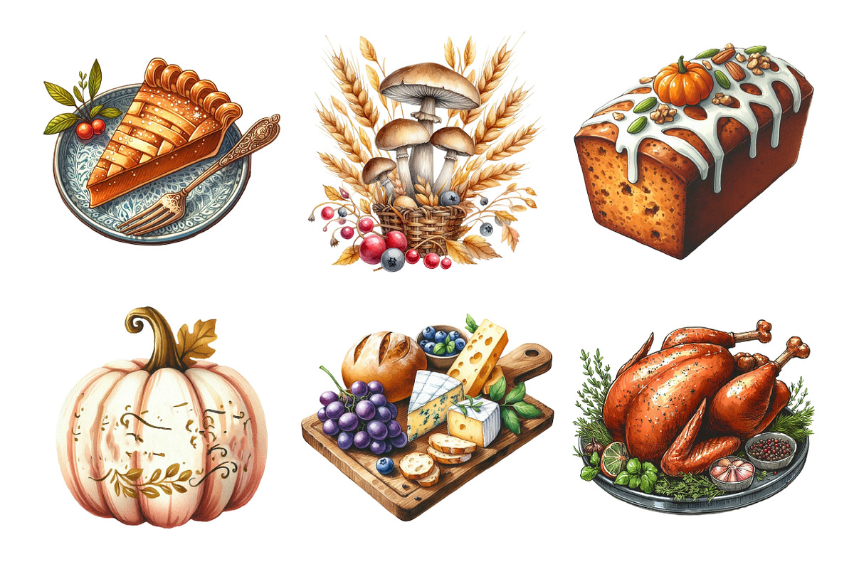 Watercolor Thankful Harvest Clipart, an Illustration by Daily.Designs (Photo 4 of 5)