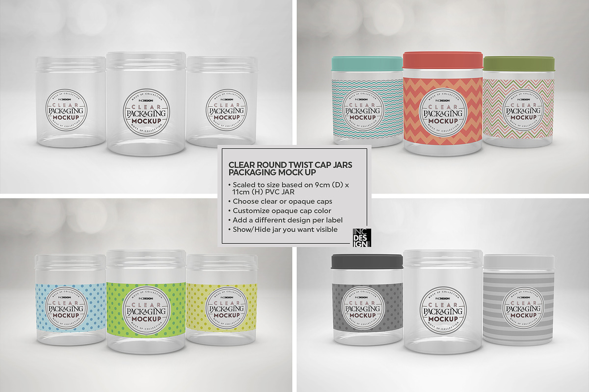 Clear Food Jars Packaging Mockup, a Cups & Container Mockup by INCDesign (Photo 3 of 7)
