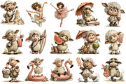 Whimsical Summer Sheep Clipart, an Illustration by OK Design (Thumbnail 3 of 6)