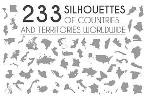 233 Silhouettes of Countries
