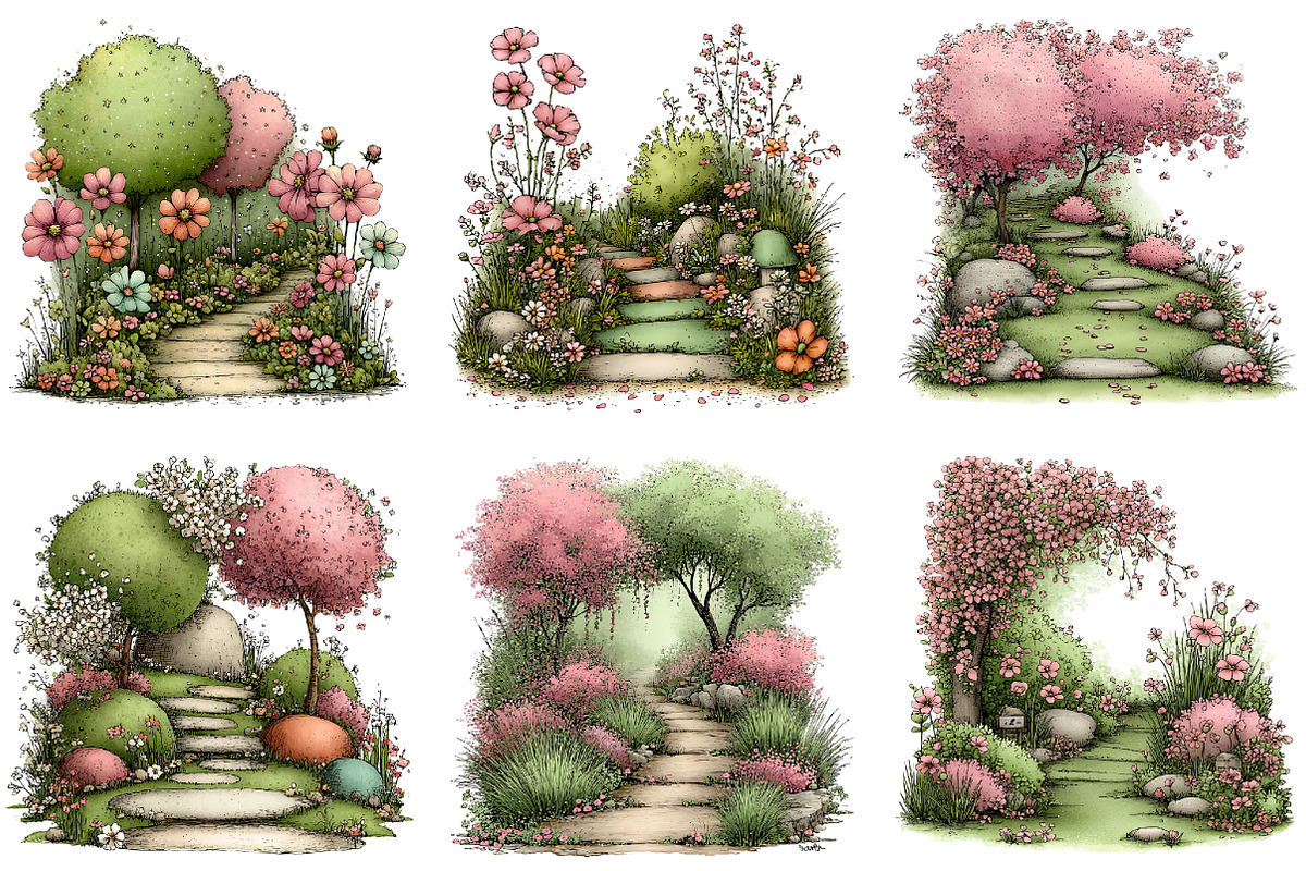Whimsical Spring Pathway Clipart, an Illustration by Dream Creation (Photo 5 of 5)