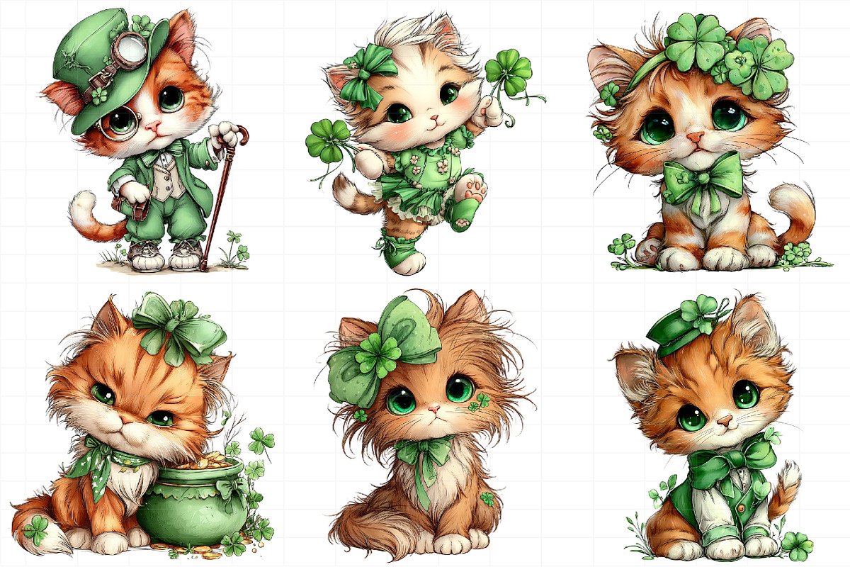 St. Patrick's Cat Clipart PNG, an Illustration by Daily.Designs (Photo 3 of 8)
