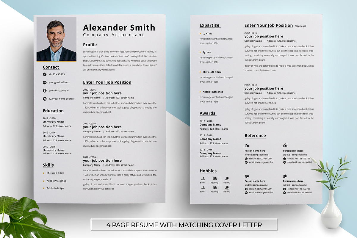 Professional Resume CV Template, a Resume Template by PixelWink (Photo 2 of 3)