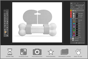 Pet Bark Bone Mockup PSD