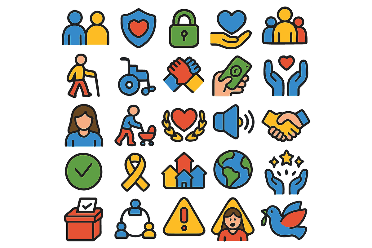Charity and Social Care Icons, an Object Graphic by nikagraphic