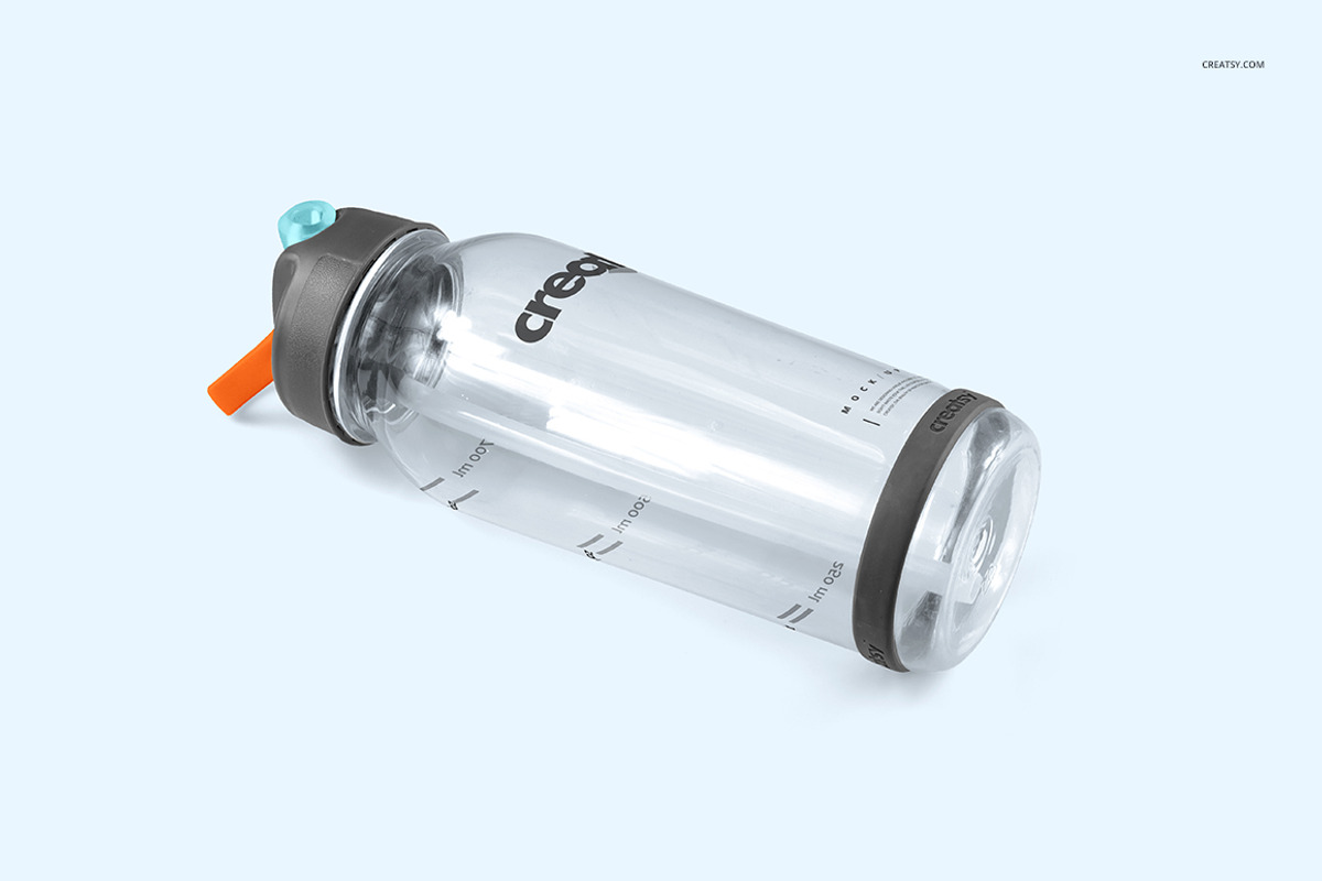 Flip Top Clear Water Bottle Mockup, a Product Mockup by creatsy4 (Photo 2 of 13)
