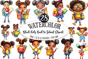 Black Kids Back to School Clipart, a Seasonal Illustration by Designking (Thumbnail 1 of 5)