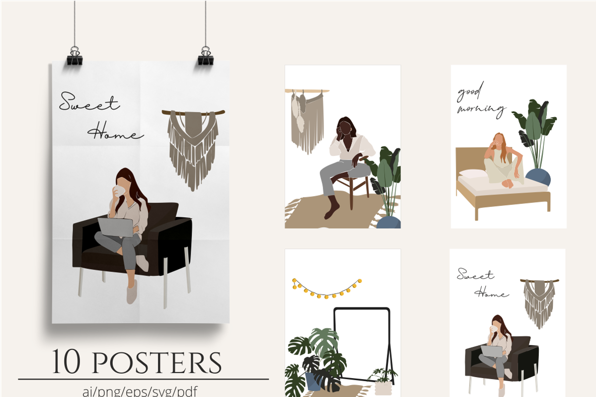 Abstract people, Women at home, a Person Illustration by Yana_mide (Photo 5 of 7)