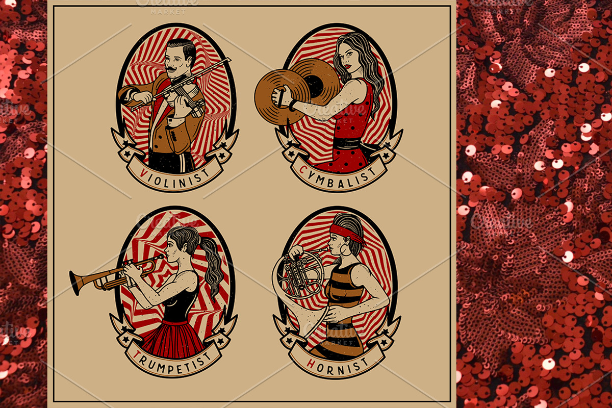 Vintage Circus Band Musicians., a Decorative Illustration by Moloko88 (Photo 2 of 5)