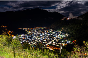 Banos de Agua Santa city lights at night, an Architecture Photo by Leonid Andronov