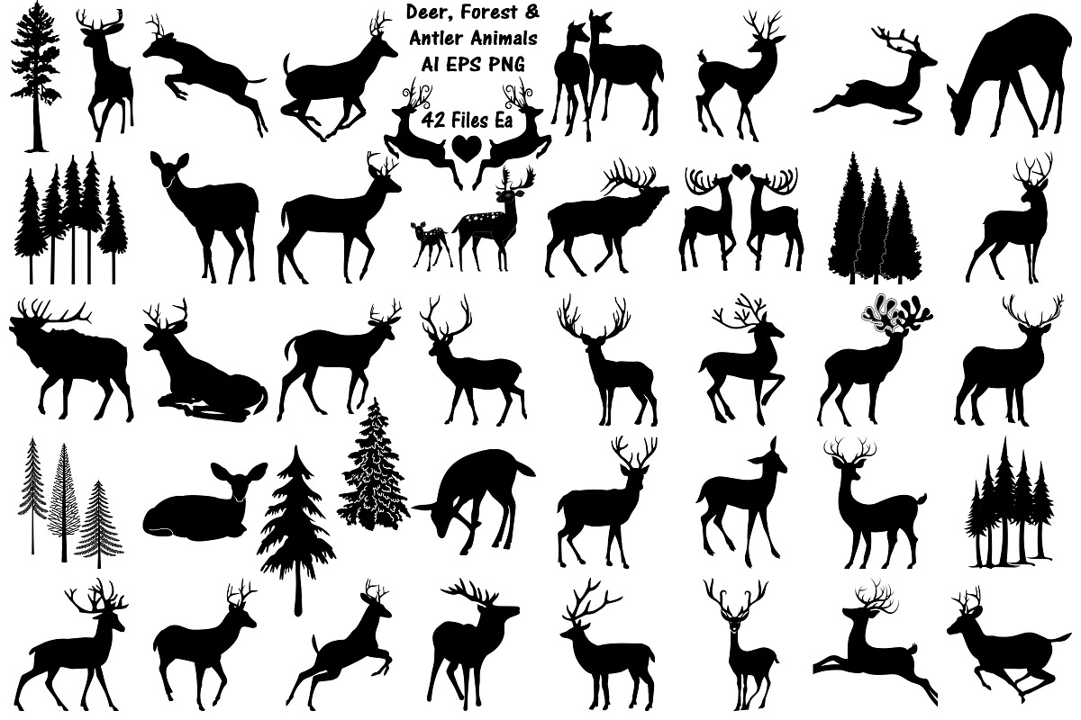 Deer,Forest,AntlerAnimals AI EPS PNG, an Illustration by FrankiesDaughtersDesign (Photo 1 of 6)