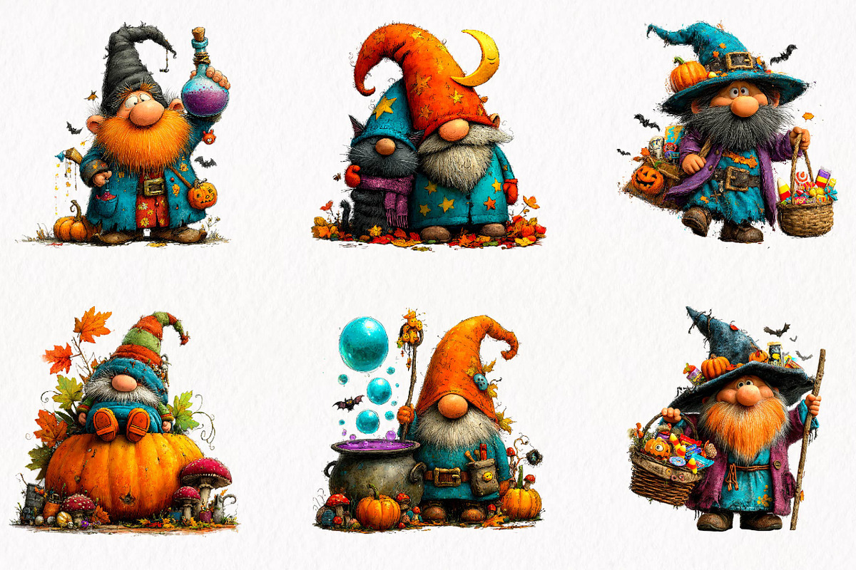 Halloween Gnome Clipart, a Seasonal Illustration by fashionaddict (Photo 5 of 7)