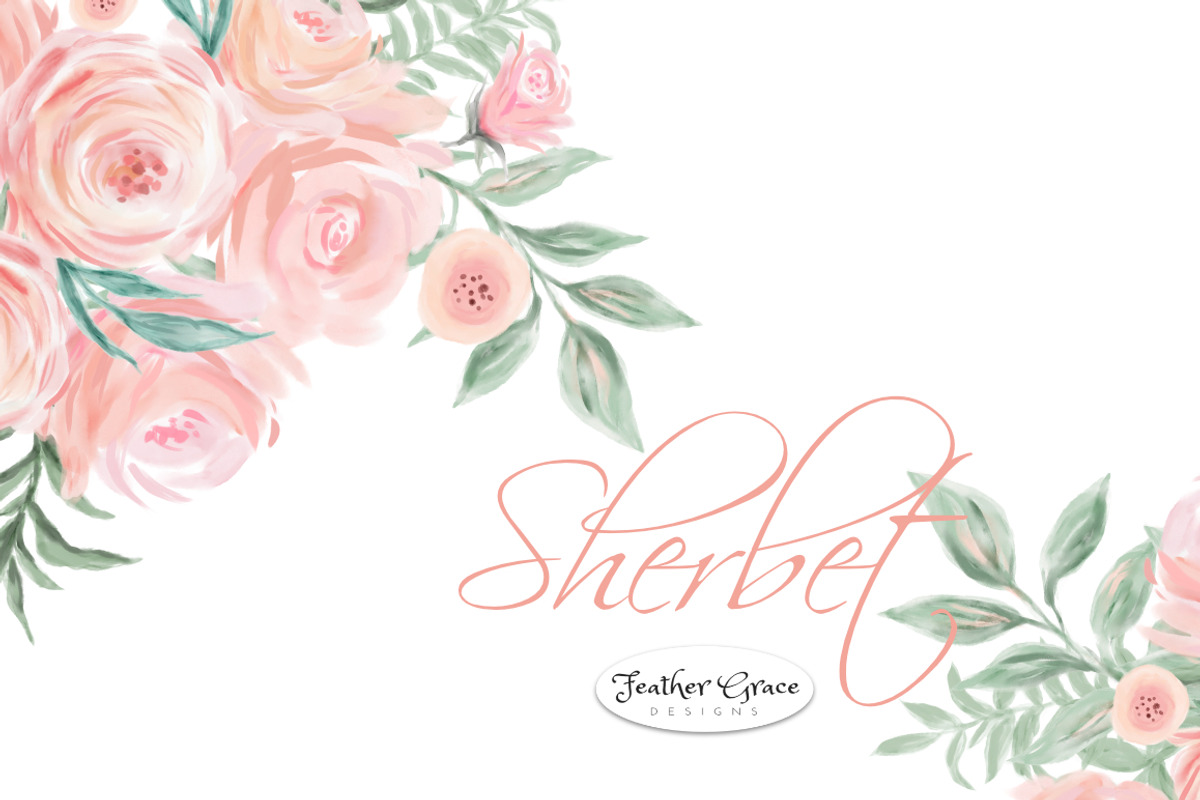 Watercolor Flowers - Sherbet, an Illustration by Feather Grace Designs (Photo 1 of 7)