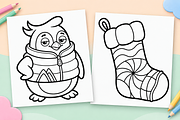 Christmas Coloring Pages for Kids #2, a Seasonal Illustration by Inkivelle Studio (Thumbnail 2 of 3)