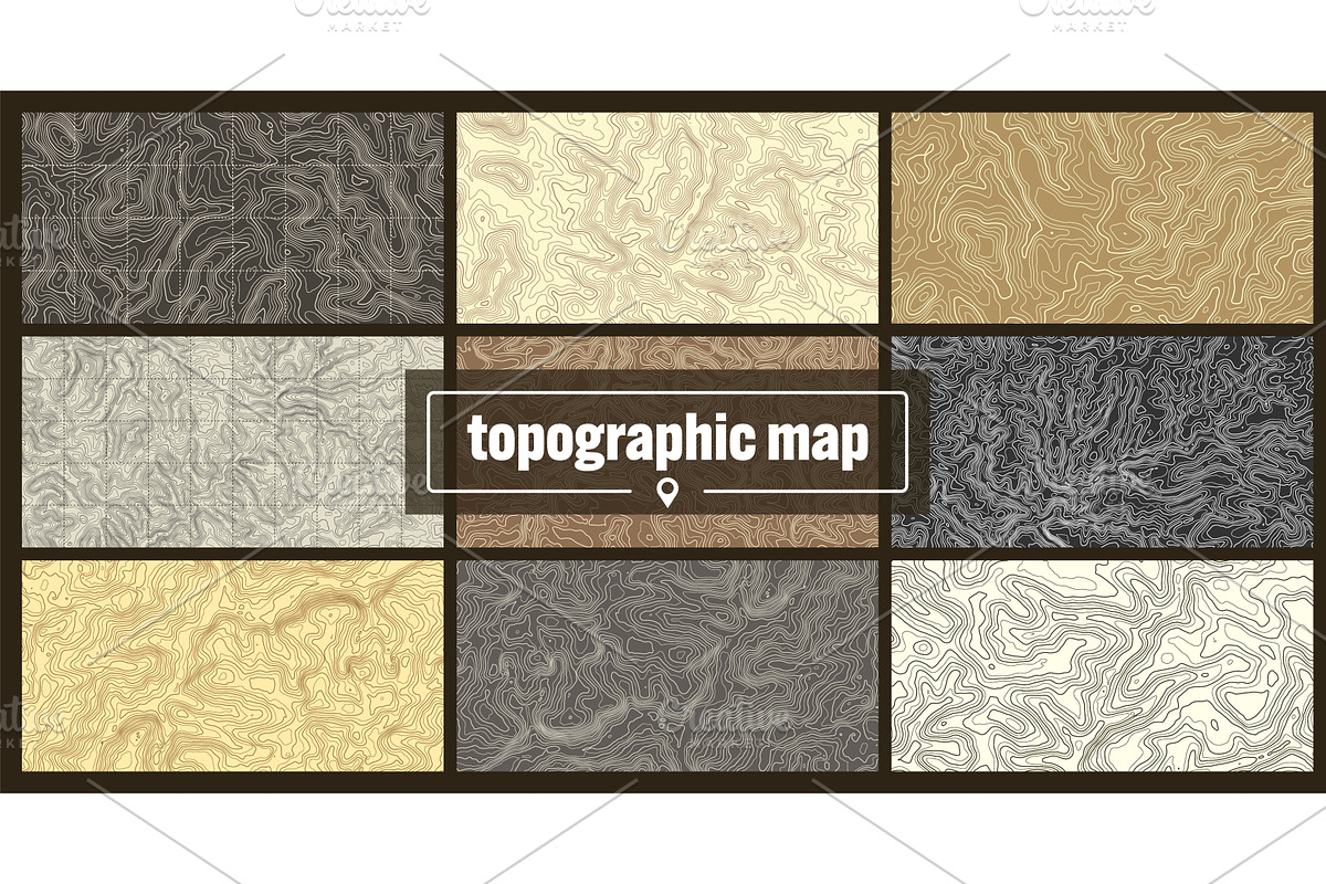 Colorful topographic map with, an Illustration by 32pixels