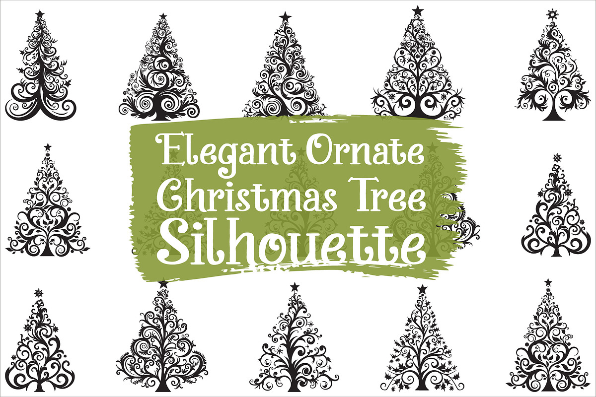 Elegant Christmas Tree Silhouette, an Illustration by jahid234