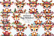 Watercolor Yoga Reindeer Clipart, an Illustration by CraftArtStudio (Thumbnail 1 of 6)