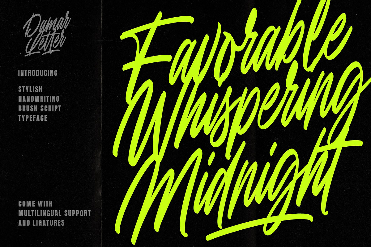 Favorable Whispering Midnight, a Handwritten Font by Damarletter (Photo 1 of 6)