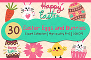 Easter Eggs and Bunnies Clipart Set, an Object Graphic by Drafts n Doodles (Thumbnail 1 of 3)