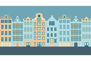 Row Of Stylized European Buildings