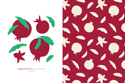 Pomegranate graphic set
