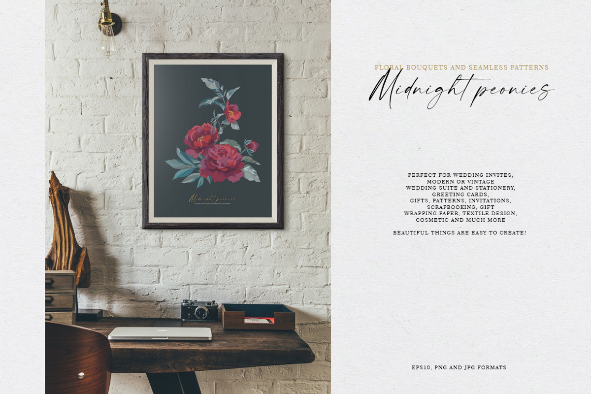 Dark red peonies, an Illustration by Vasmila (Photo 2 of 10)