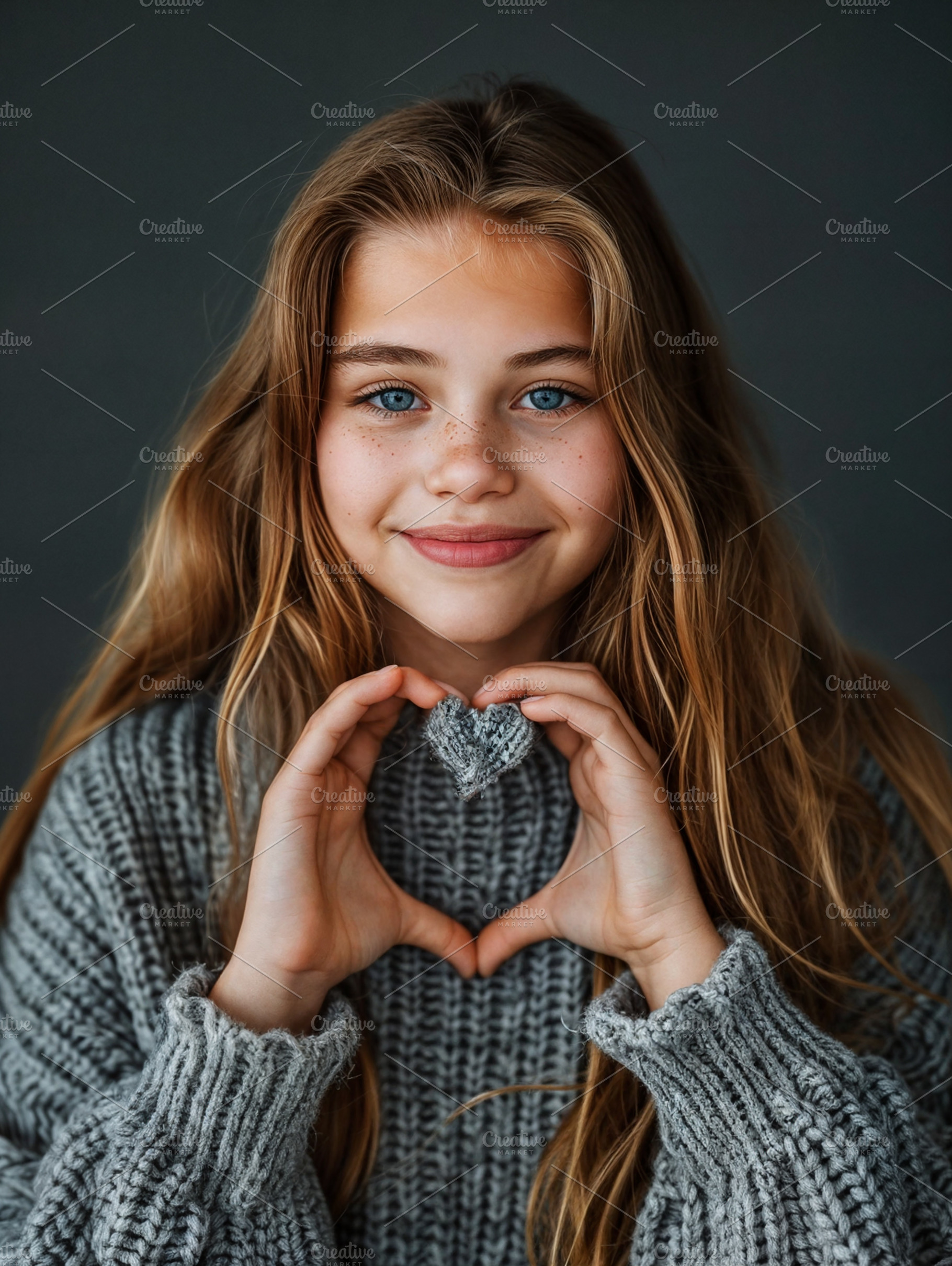 Girl making heart with hands, a Person Photo by Handmadefont