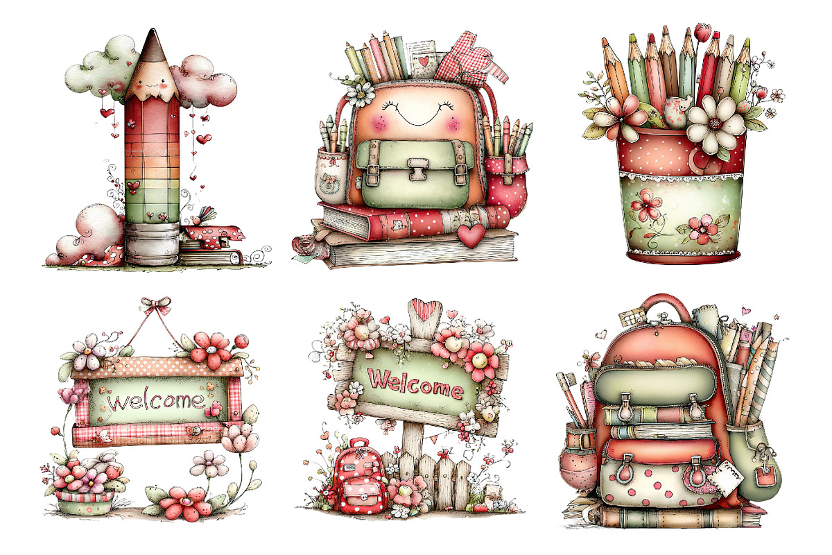 Back to School Clipart Bundle, a Seasonal Illustration by DreamArtGraphic (Photo 4 of 4)