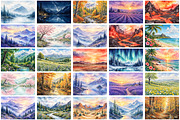 Watercolor Nature Landscape Bundle, a Wallpaper Graphic by Forhadx5 (Thumbnail 3 of 12)