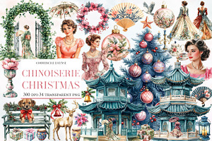 Chinoiserie Christmas Clipart, an Illustration by Designworld