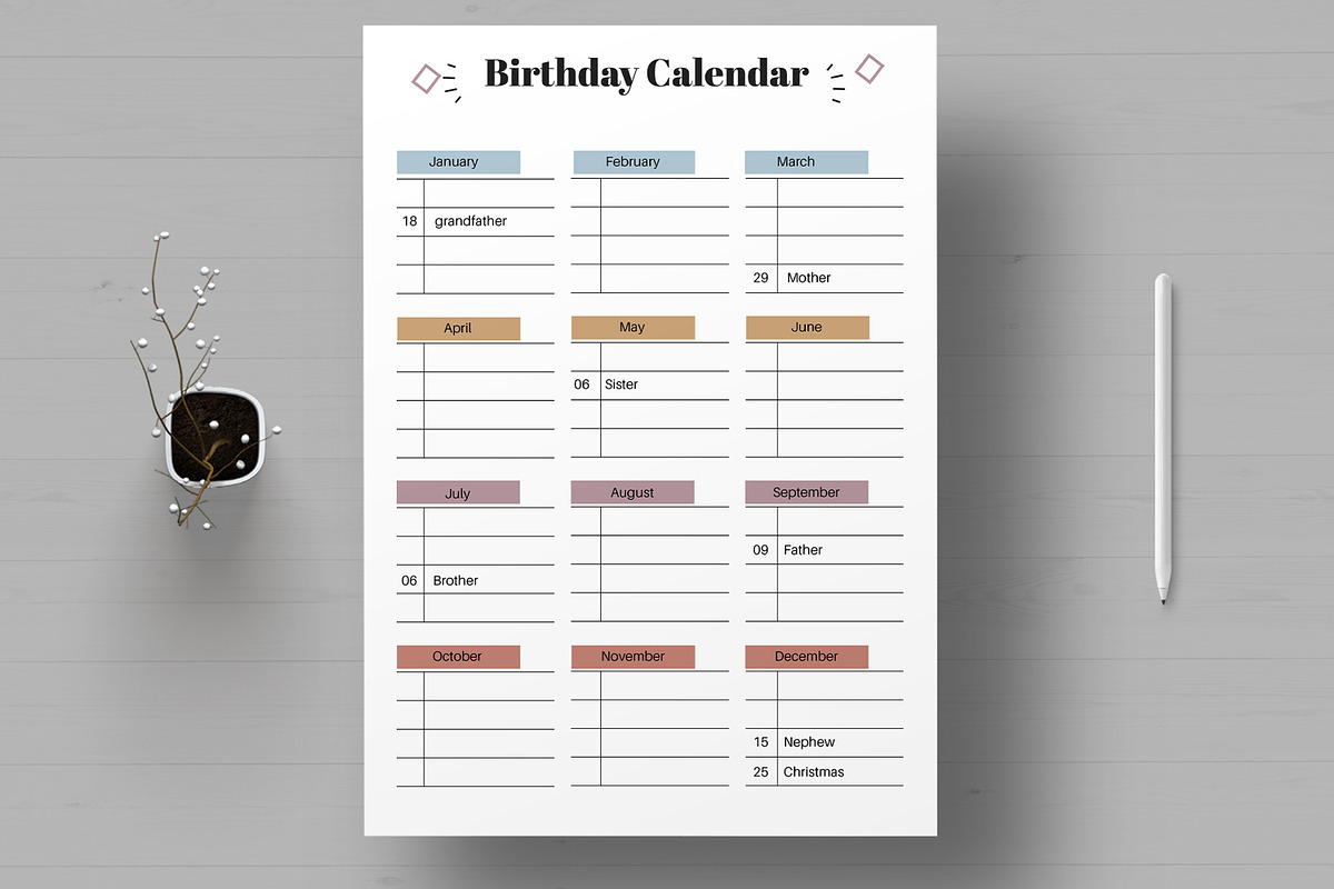 Birthday Calendar, a Stationery Template by MightyDesign (Photo 1 of 8)