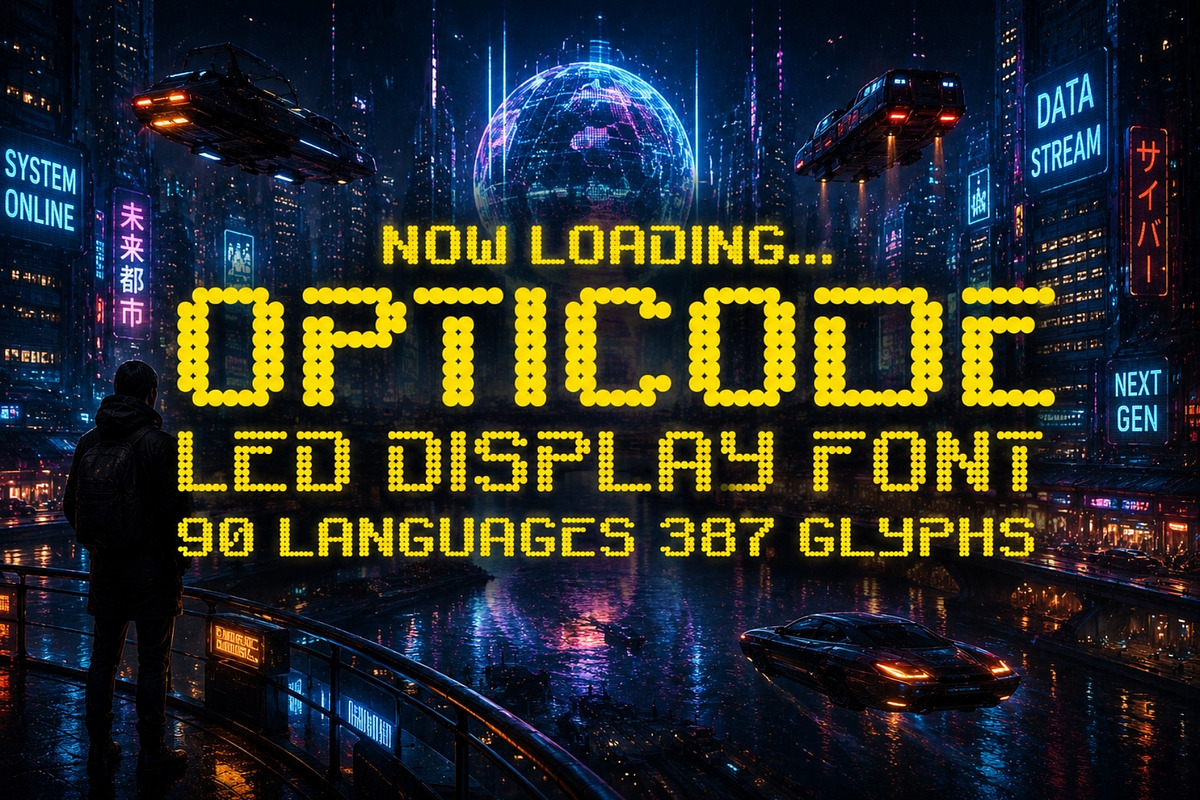 Opticode - LED Display Font, a Symbol Font by HipFonts (Photo 1 of 9)