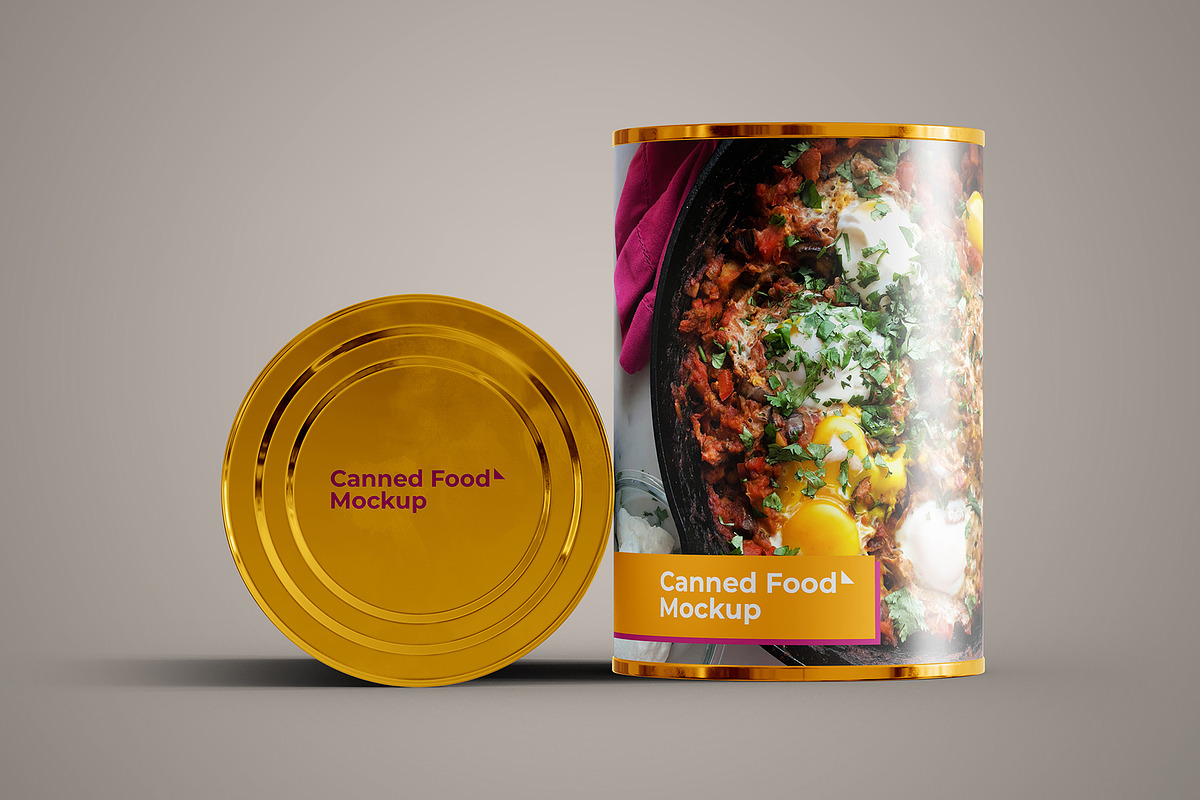 Canned Food Mockup 10 PSD Files, a Cups & Container Mockup by Muhazdinata (Photo 6 of 21)