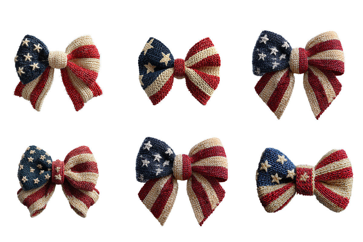 Faux Yarn USA Flag Bow PNG, an Illustration by SinaCreation (Photo 3 of 6)