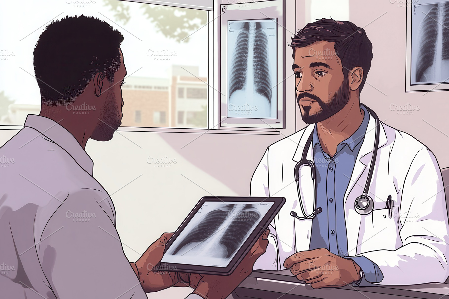 A doctor holding a tablet, a Photo by Pavel_design