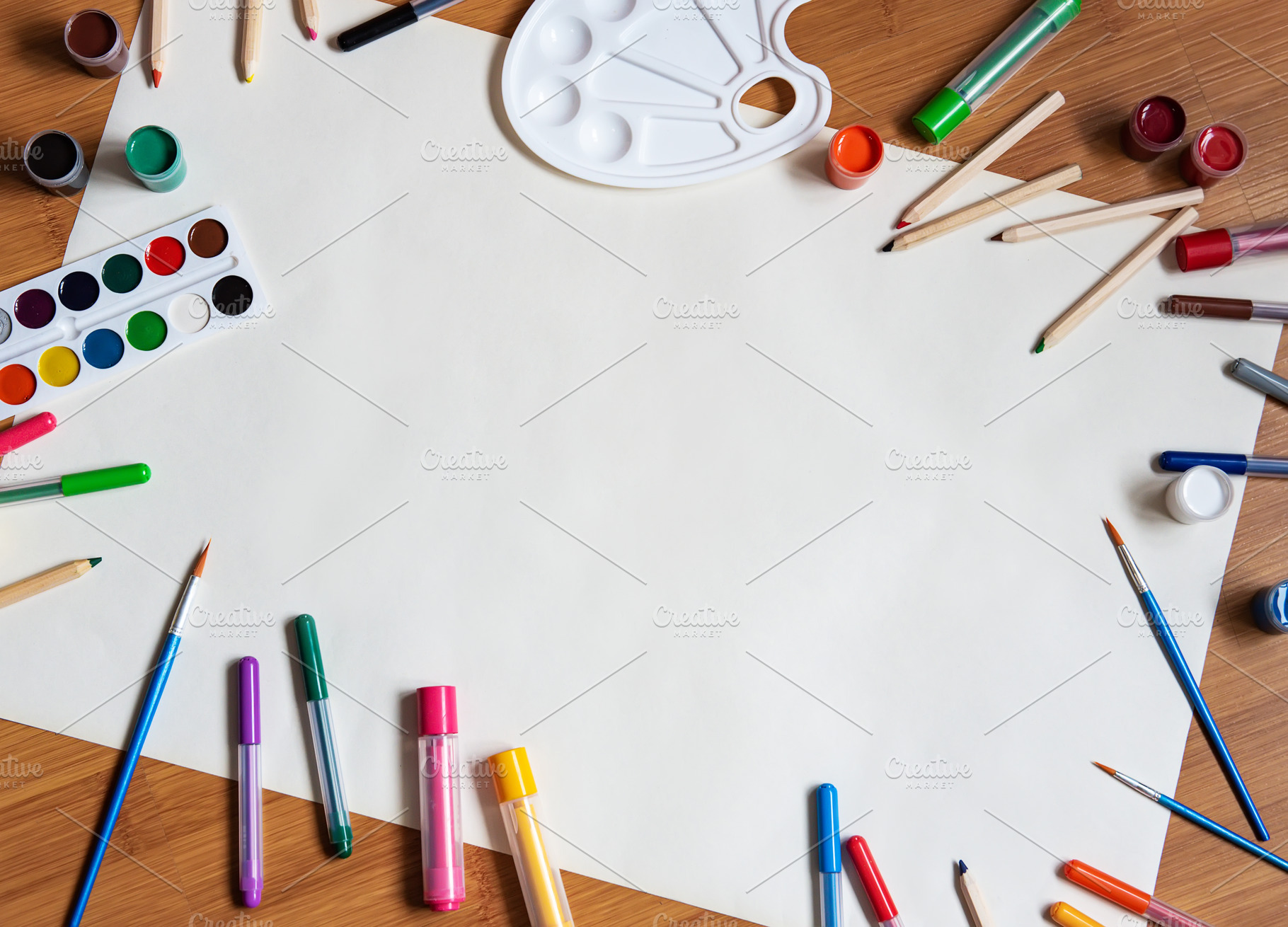 School supplies on a wooden desk stock photo containing mockup and concept, a School & Education Photo by Olena Rudo