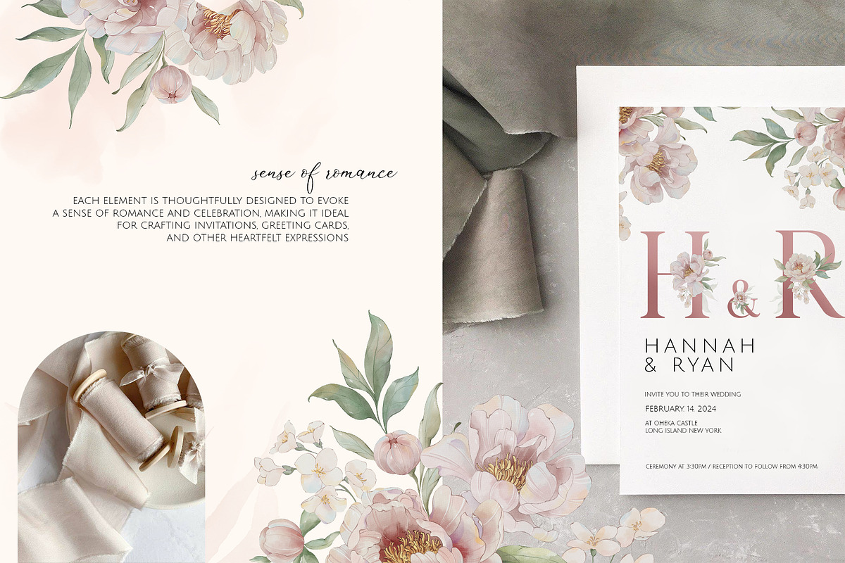 ROMANTIC PEONIES watercolor set, a Decorative Illustration by Yuliia Lashevska (Photo 8 of 14)