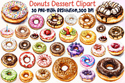 Watercolor Donuts Dessert Clipart, an Illustration by Sublimation Artist (Thumbnail 1 of 6)