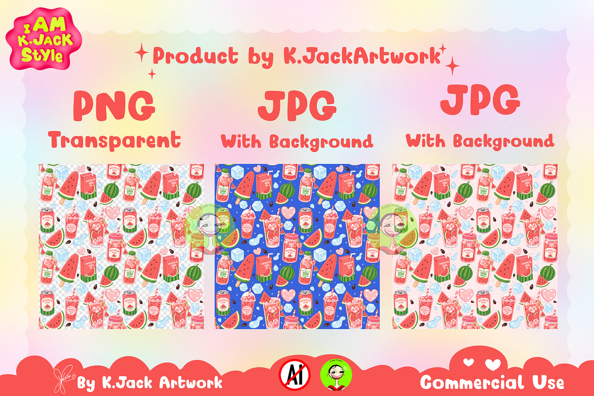 Cute Watermelon Soda Drink Seamless, a Background Graphic by K.JackArtwork (Photo 3 of 8)