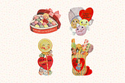 Retro Valentine's Day Clip Art, a Seasonal Illustration by Patterns for Dessert (Thumbnail 3 of 6)