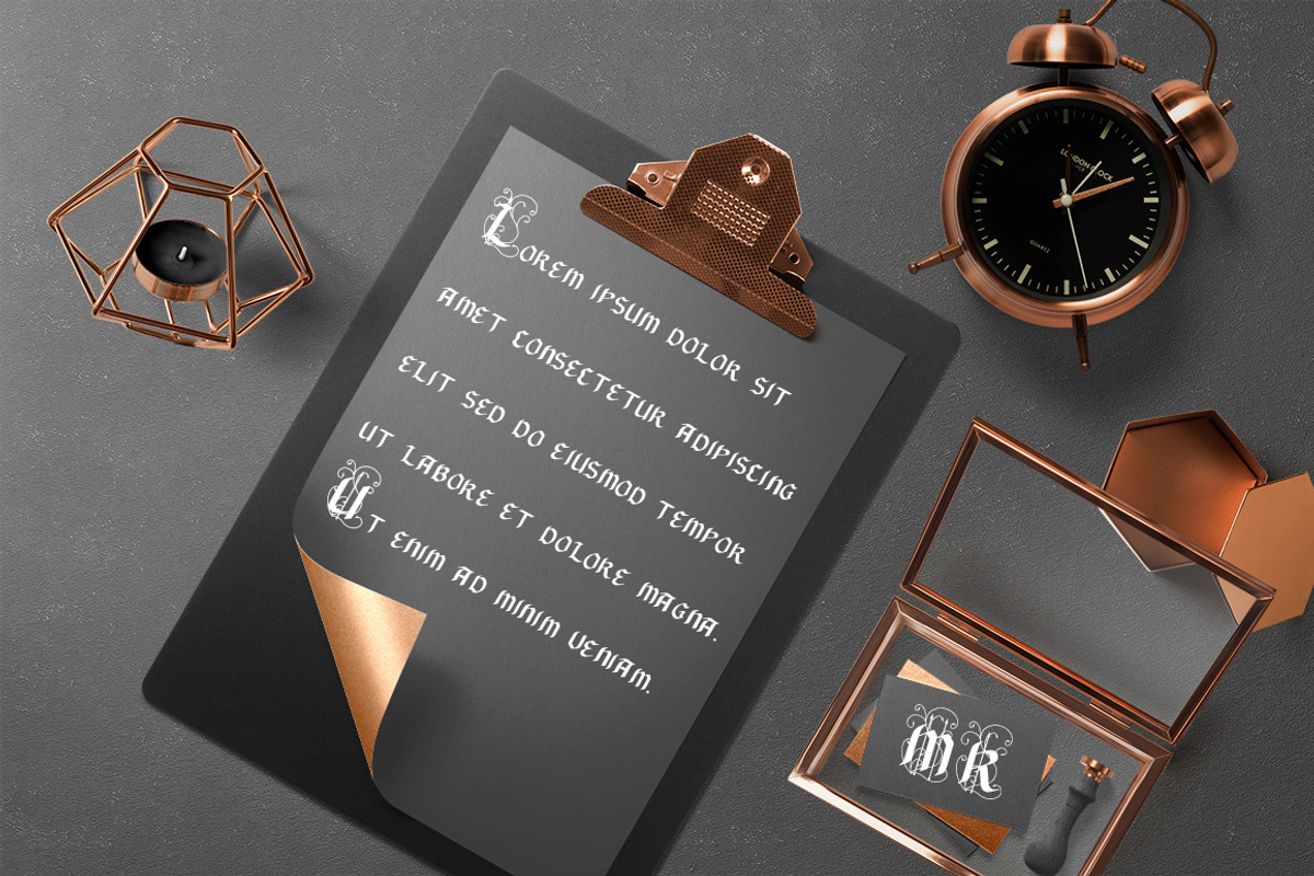 Black Arrow blackletter font preview 3