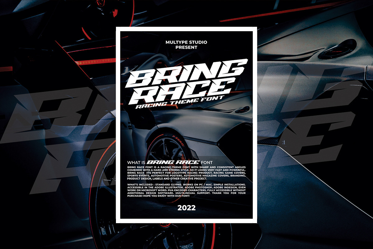 Bring Race Racing Font, a Font by Multype Studio (Photo 3 of 8)