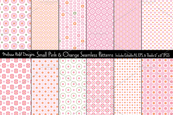 Seamless Pink & Orange Geometrics preview 7